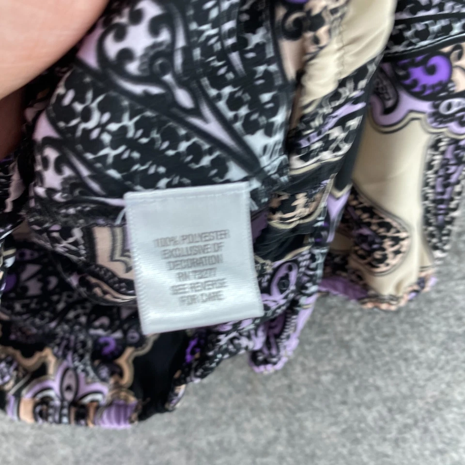 Blusa Dana Buchman Mujer XL Púrpura Geométrica Cuello en V Manga Larga Pullover Informal Foto 4 de 4