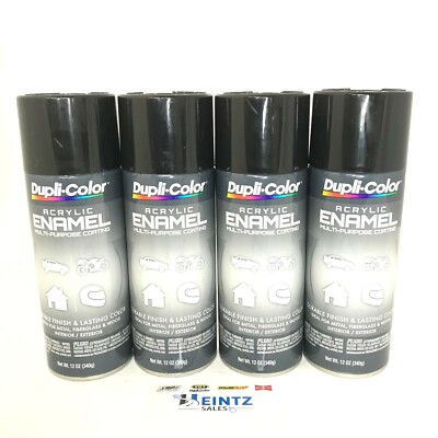 Duplicolor DA1600-4 PACK GLOSS BLACK Acrylic Enamel Multi-Purpose Coating - 12oz