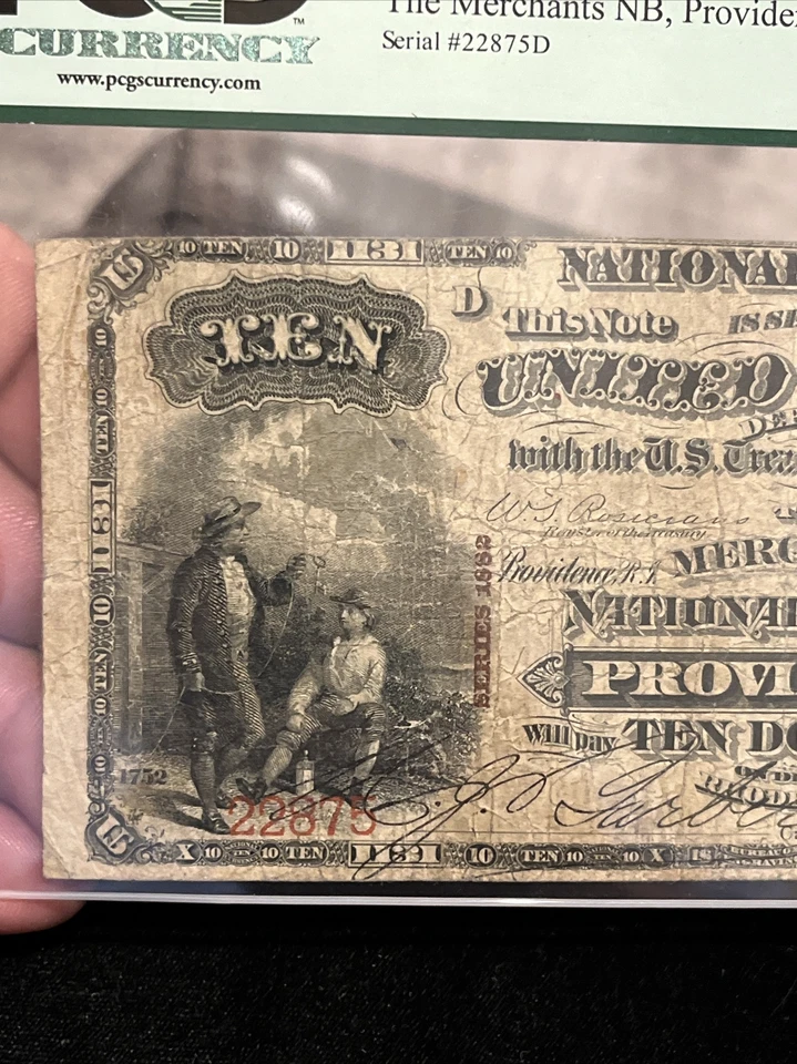 1882 $10 Brown Back The Merchants National Bank PROVIDENCE RI CN #1131 PCGS 12 - Image 3 of 4