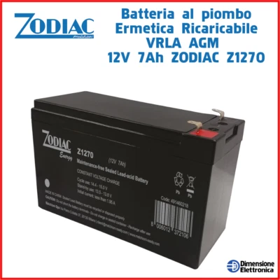 MELCHIONI ZODIAC Batteria al Piombo 12v 7ah Allarme Gruppo Antifurto Solare come fiamm fg20721
