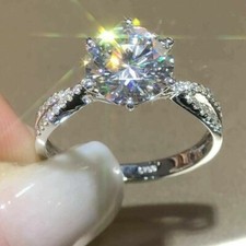 3.Ct Round Cut Simulated Diamond Solitaire Engagement Ring 14k White Gold Plated