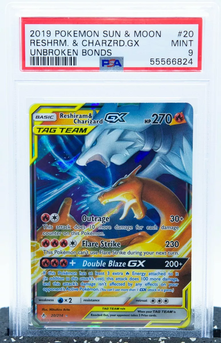 Reshiram & Charizard GX - 20/214 - PSA 9 MINT - Ultra Rare