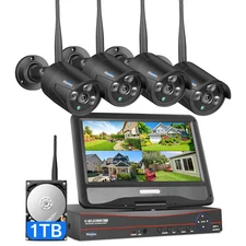 Hiseeu 10"LCD 10CH 5MP NVR WiFi IP Outdoor Wireless Security Camera System CCTV