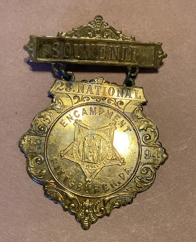 1894 Pittsburgh, PA, Civil War, GAR 28th National Encampment, Souvenir Badge