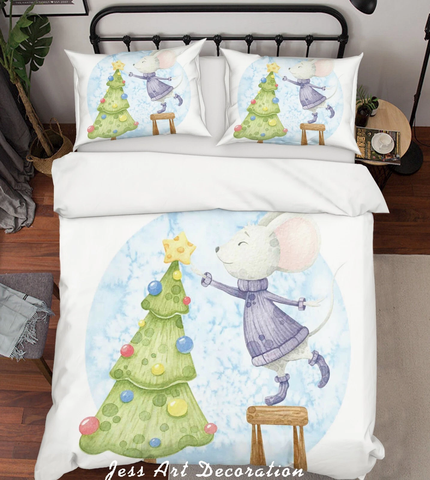 3D Mouse Christmas Tree Kids Quilt Cover Set Duvet Cover Bedding Pillowcases