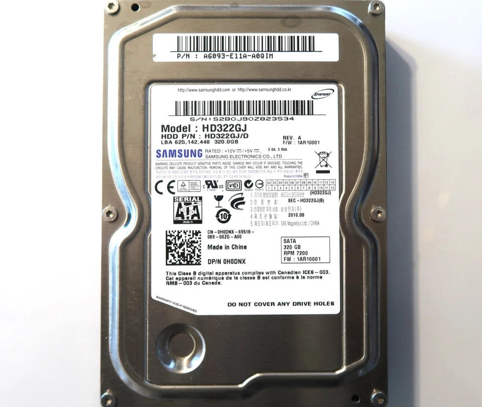 Samsung HD322GJ HD322GJ/D REV.A FW:1AR10001 (S2B) 320gb 3.5" Sata HDD 2010.08 - Image 2 of 2