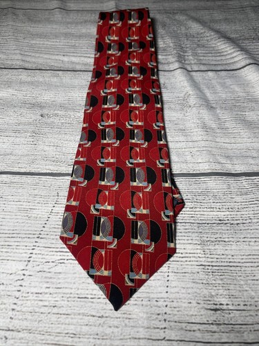 Frank Lloyd Wright 100% Silk Necktie Tie Red Geometric - 第 1/7 張圖片