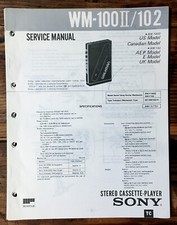 Sony WM-100 ii WM-102 Cassette Service Manual Original 