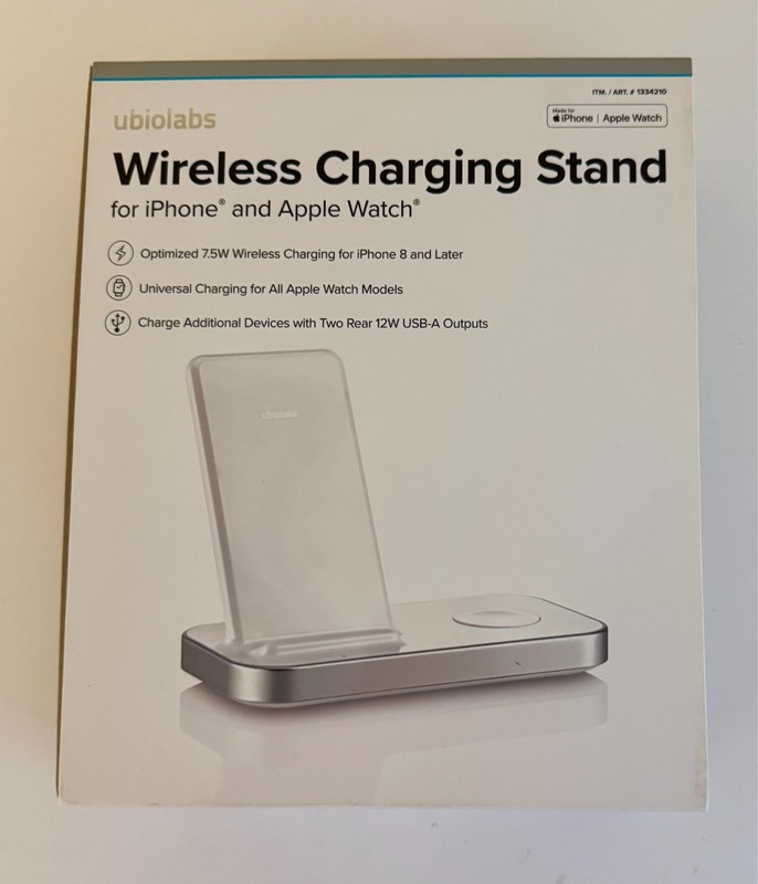 UbioLabs Wireless Charging Stand for iPhone & Apple Watch White WCB116