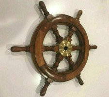 Volant de bateau maritime de collection en bois 18" pouces direction décoration murale