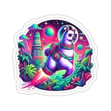 Sticker Space Llama Jungle Adventure Funny Sci Fi Animal Cosmic 2x2 3x3 4x4 6x6