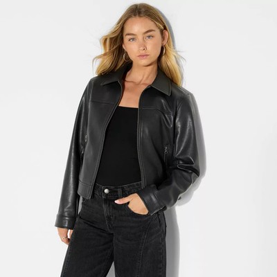 Women's Boxy Faux Leather Jacket - Wild Fable | eBay