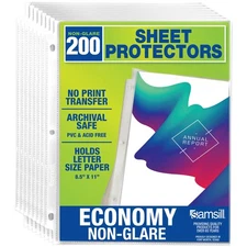 Samsill 200 Pack Sheet Protectors, 8.5x11 Inch Page Protectors for 3 Ring Bin...