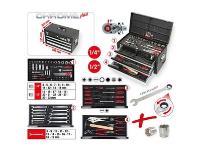 KS Tools 918.0100 1/4-inch Plus 1/2-inch Chrome Plus Tool Set (99 Pieces) - NEW