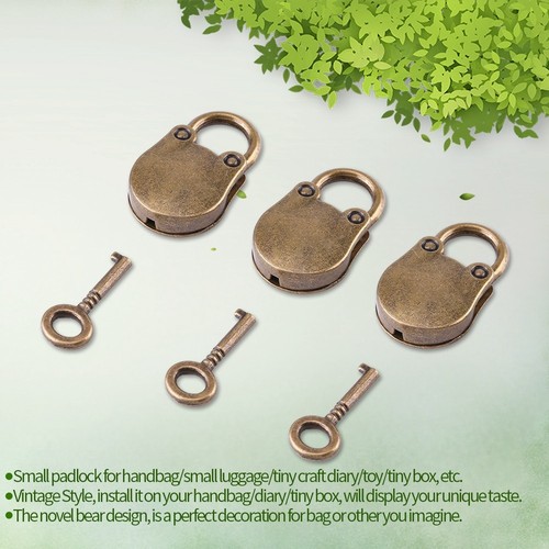 Alloy Vintage Style Mini Padlocks LocK For Small Luggage Box Home Hardware - Picture 3 of 14