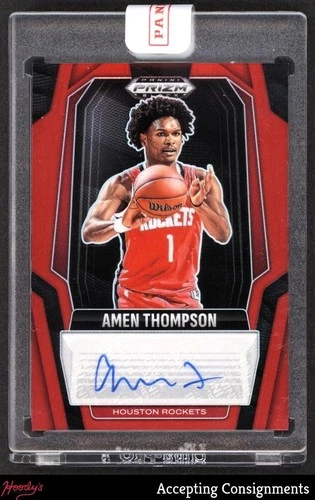 2024-25 Panini Prizm Black Signatures Red #6 Amen Thompson AUTO 36/99 Rockets