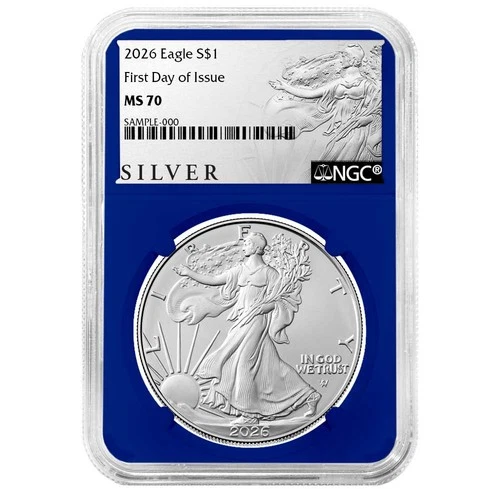 2026 $1 1-oz American Silver Eagle NGC MS70 FDI ALS Label Blue Core