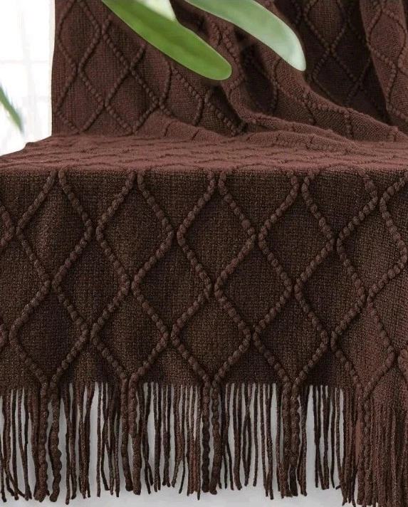 Manta tejida a mano para sofá y cama, decoración del hogar 60"×80" nueva sellada Foto 2 de 4