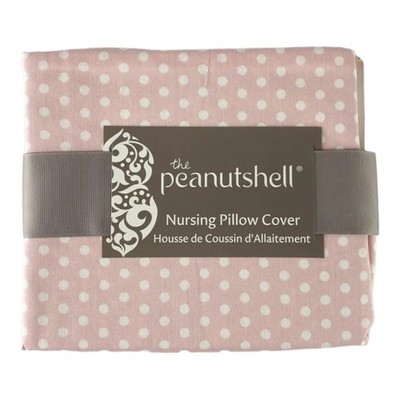 The Peanut Shell Nursing Pillow Cover Pink & White Polka Dots Coral Dot