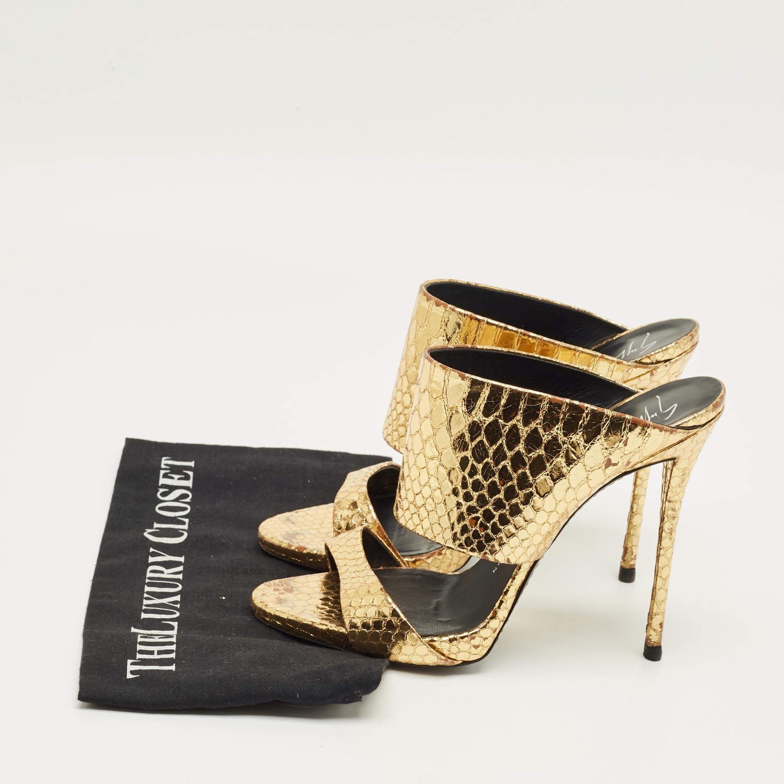 Giuseppe Zanotti Gold Python Embossed Leather And… - image 9