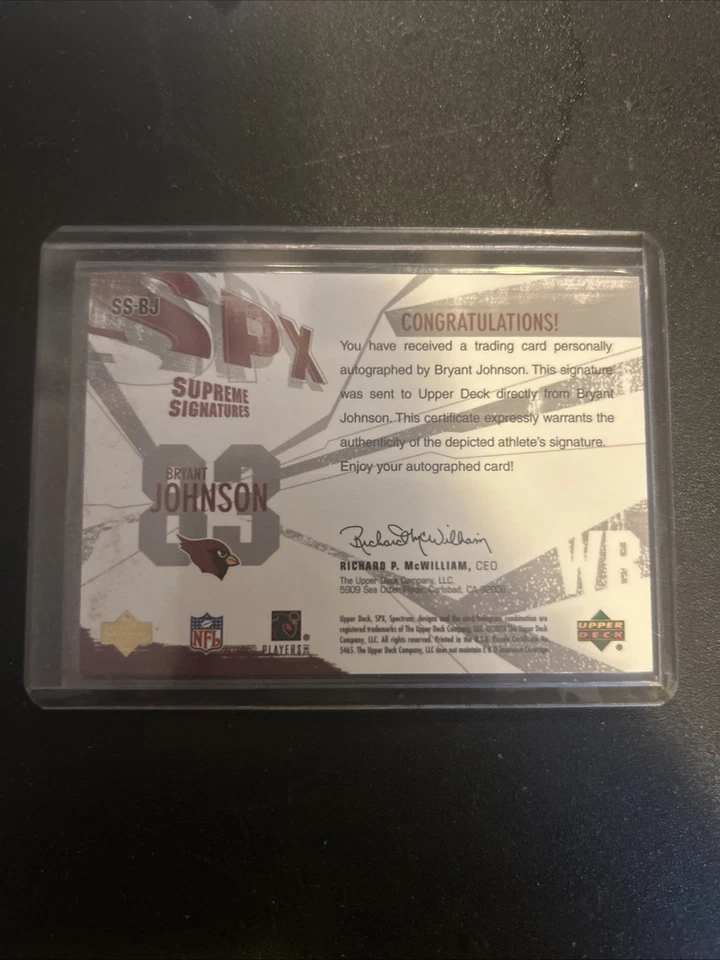 2003 SPx - Supreme Signatures Bryant Johnson #SS-BJ (AU, RC) - Image 2 of 2