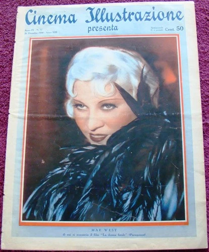 MAE WEST COVER for Cinema Illust. (12/26/34) movies Lombard Anna Sten movies