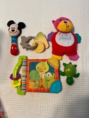 Baby toys  01 bright stars teethers  cloth book 5 toys Different Type Of Toys