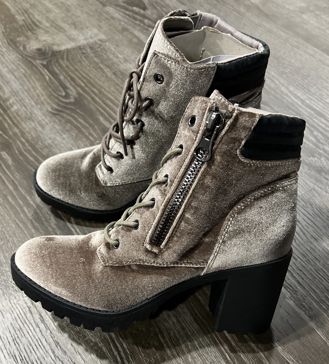 Veera velvet top combat boot