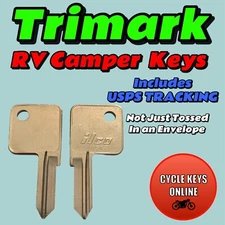 2 Trimark lock keys for Camper RV Motorhome cut to code key codes 80251-80500