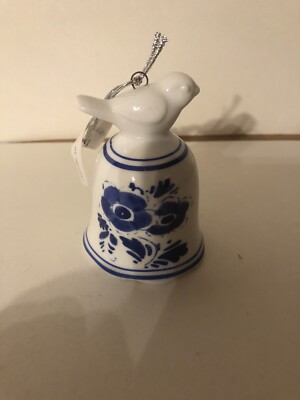 bird bell flowers blue  & white new with tags nice gift !!! pretty sound