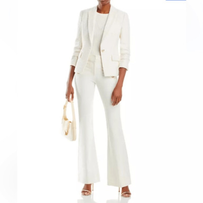 $365 Derek Lam 10 Crosby white gold button flare pants New