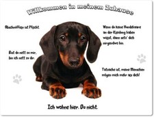Warnschild - 20x30cm -  Willkommen in Meinem Zuhause - Dackel 03