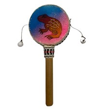 Spin Drum Wood Handle Spirit Bead Dance Beat Percussion Toy