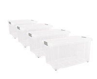4Er Set Aufbewahrungsboxen Mit Deckel & Rollen Plastik Eurobox Kunststoff Kisten
