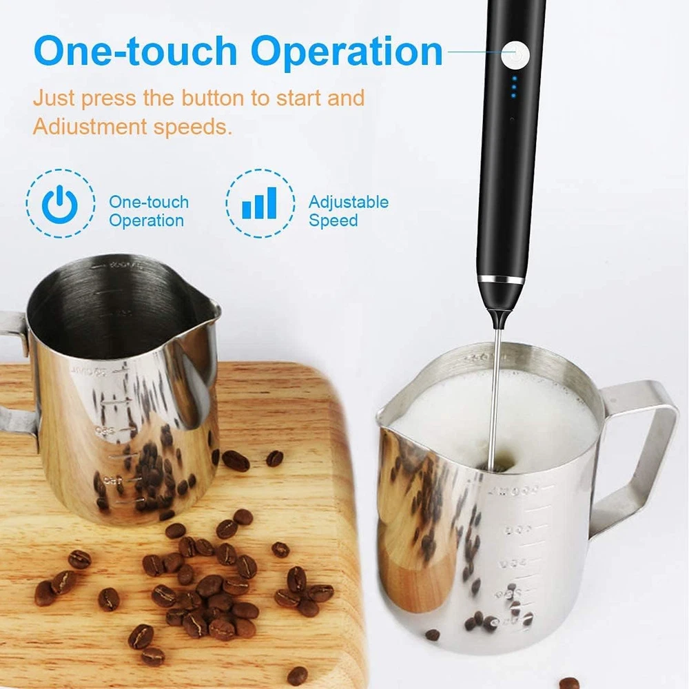 Milk Frother Handheld Rechargeable Foam Maker for Lattes, Electric Drink Mixer w