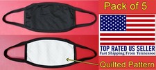 5 Pack - Black Face Masks Washable Reusable
