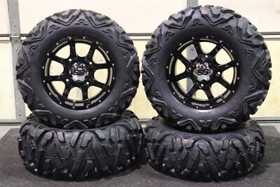 MULE PRO FXT 27'' QUADKING ATV TIRE 14'' COBRA BLK WHEEL KIT  KAW11K BIGGHORN