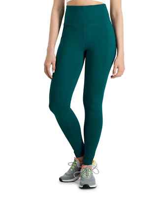 ID Ideology Women Regular Fit Leggings Green Solid Rapidry Stretch Super Soft
