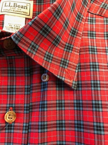 LL Bean Herren rot kariertes Button Down Hemd XL-Tall Langarm knitterarm - Bild 5 von 9