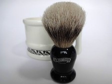COL. CONK - 920 PURE SILVER TIP BADGER SHAVING BRUSH Black Handle