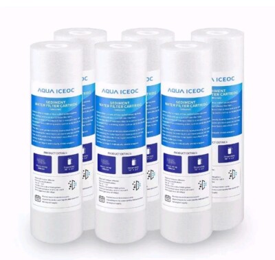 5 Micron PP Sediment Water Filter Whole House RO Cartridges - 10''x2.5'' 6 Pack