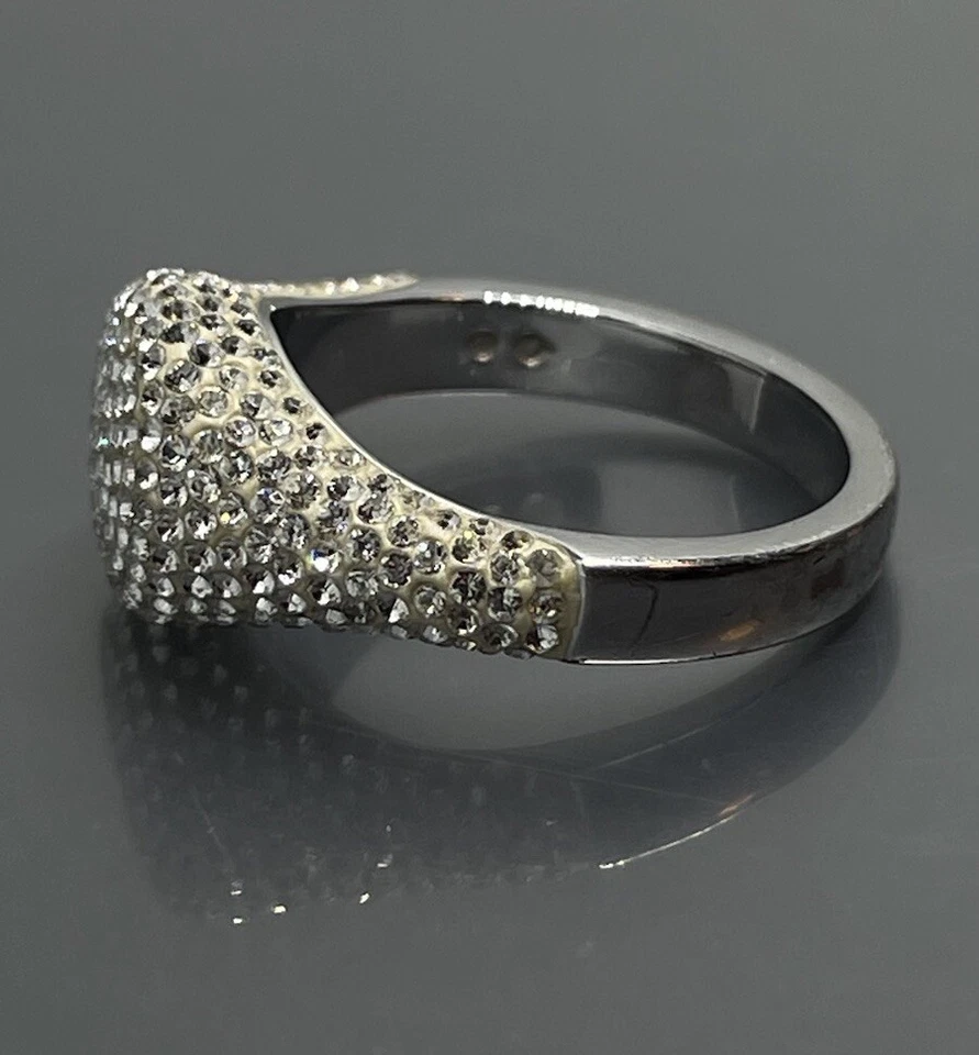 Anillo De Colección Swarovski Cisne Plateado Pequeño Redondo Cristal Facetado Para Mujer Talla 7” Foto 2 de 4