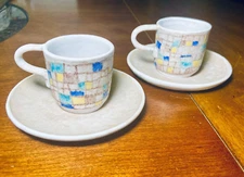 Set of 2 GIOVANNI BATTISTA MITRI VENEZIA ITALY Demitasse Espresso Cups & Saucers