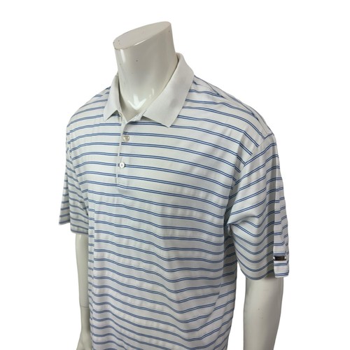 Nike Golf Tiger Woods Collection Polo Shirt Fit Dry Mens XXL Blue White Striped - Picture 4 of 12