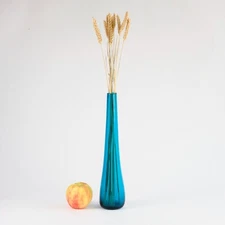 Mid Century Modern Blenko Glass Bottle Vase Turquoise Blue - Wayne Husted 5616-B