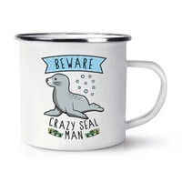 Beware VerrüCkte Dichtung Mann Retro Emaille Becher Tasse - Lustig Tiere Meer