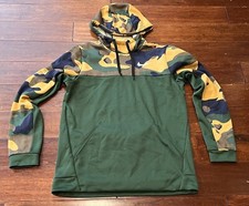 Nike BV2740 375 Green Brown Camo Mens Medium Dri-Fit Pocket Sweatshirt Hoodie