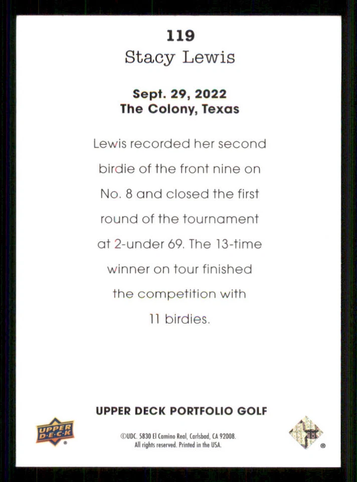 2024 Upper Deck Portfolio #119 Stacy Lewis WIRE - Image 2 of 2