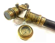 Maritime Nautical Compass with Hidden Brass Telescope Walking Stick Cane Design