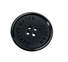 Ralph Lauren plastic Black Logo Flat Replacement Main Front button 1"